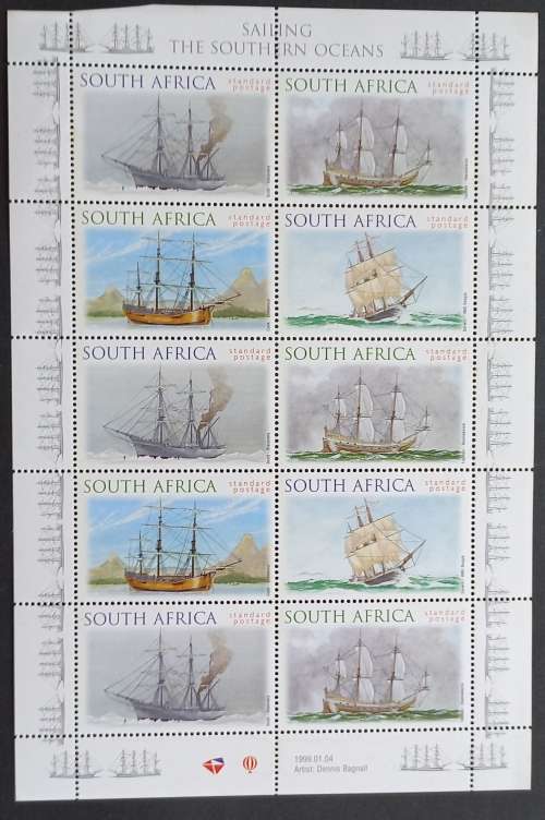 RSA - 1999 SAILING THE SOUTHERN OCEANS - FULL SHEETLET OF 10 - MNH