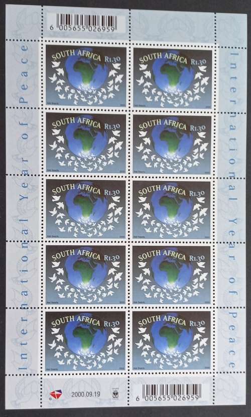 RSA - 2000 INTERNATIONAL YEAR OF PEACE - FULL SHEETLET OF 10 - MNH