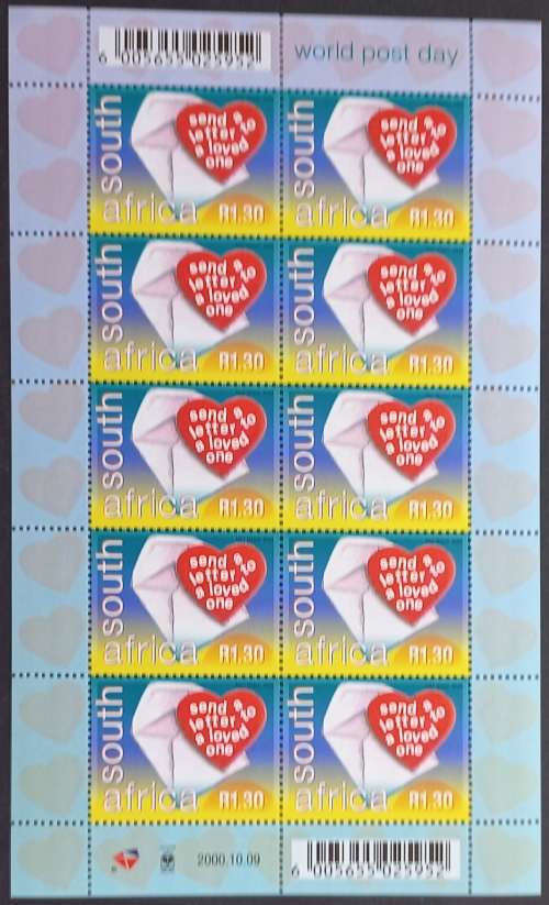 RSA - 2000 WORLD POST DAY - FULL SHEETLET OF 10 - MNH