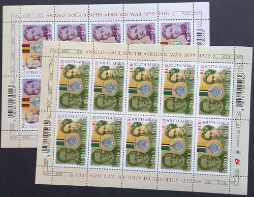 RSA - 2000 ANGLO-BOER/SOUTH AFRICAN WAR `WRITERS` - FULL SET IN SHEETLETS OF 10 - MNH