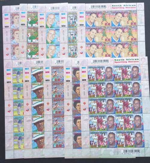 RSA - 2001 SOUTH AFRICAN SPORTING HEROES - FULL SET IN SHEETLETS OF 10 - MNH