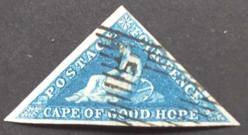 COGH - 1855 DEFIN ISSUE `TRIANGULAR` - 4d DEEP BLUE - SACC 6 WITH CERTIFICATE - SINGLE - USED