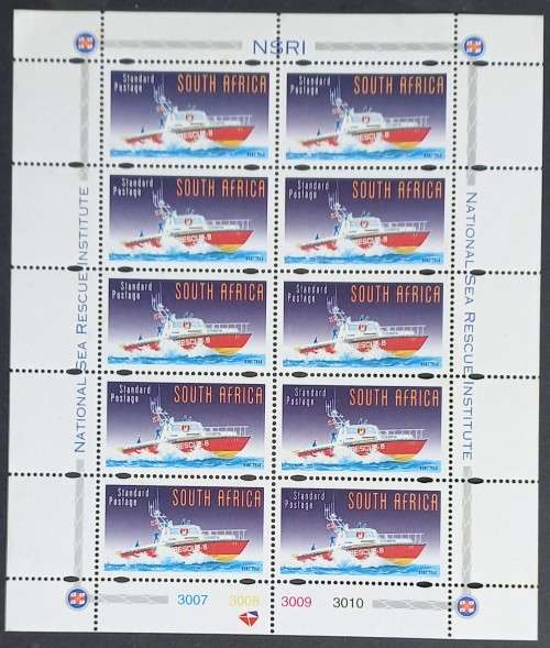 RSA - 1998 NATIONAL SEA RESCUE INSTITUTE - FULL SHEETLET OF 10 - UNUSED