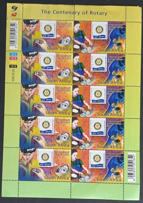 RSA - 2005 CENTENARY OF ROTARY - FULL SHEETLET OF 10 - UNUSED