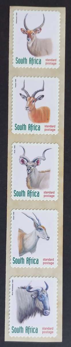 RSA - 1998 ADDT VALUES TO 6th DEFIN ISSUE `SELF ADHESIVE` - COIL STRIP OF 5 (DATED 1999)- UNUSED