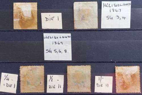 HELIGOLAND - 1867 DEFIN ISSUE - SELECTION OF FIVE SINGLES (PROBABLY REPRINTS) - UNUSED