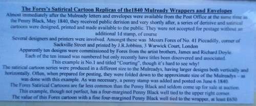 GB QV - 1840 FORES`S SATIRICAL COMIC ENVELOPE No.1 - POSTALLY USED WITH PENNY BLACK TIED TO PIECE