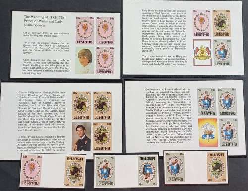 LESOTHO - 1981 ROYAL WEDDING - IMPERFORATE BOOKLET PANES plus IMPERFORATE PAIRS