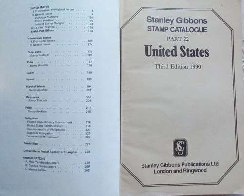 STANLEY GIBBONS STAMP CATALOGUE - UNITED STATES - 3rd EDITION PUBLISHED 1990
