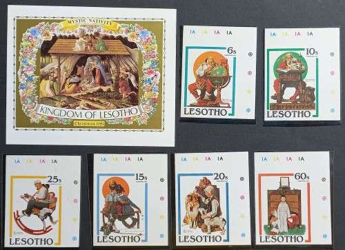 THEMATICS - 1981 LESOTHO - CHRISTMAS - FULL SET OF SINGLES plus MINIATURE SHEET - IMPERFORATE - MNH