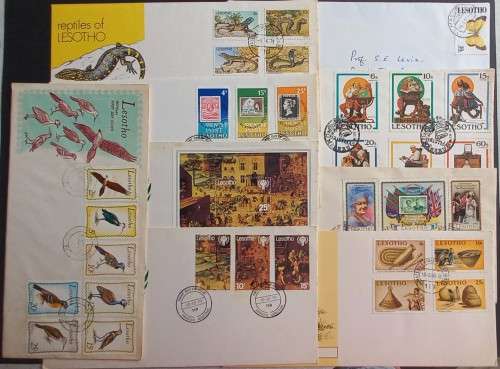 LESOTHO - SELECTION OF FDC`s and PRIVATE COVERS TO CLEAR