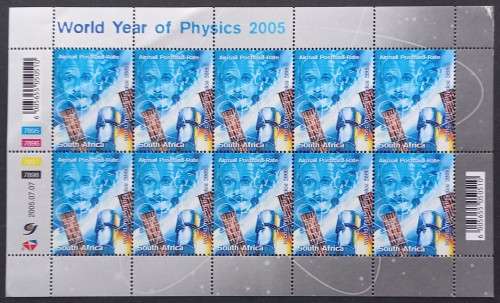 RSA - 2005 YEAR OF PHYSICS - FULL SHEETLET OF 10 - MNH