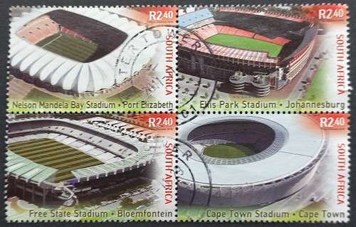 RSA - 2010 SPORT STADIA - PART SET IN SETENANT BLOCK OF 4 - POSTALLY USED