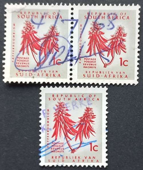 **R1 START** RSA - 1st DEFIN ISSUE - 1c - PAIR & SINGLE - FISCALLY USED