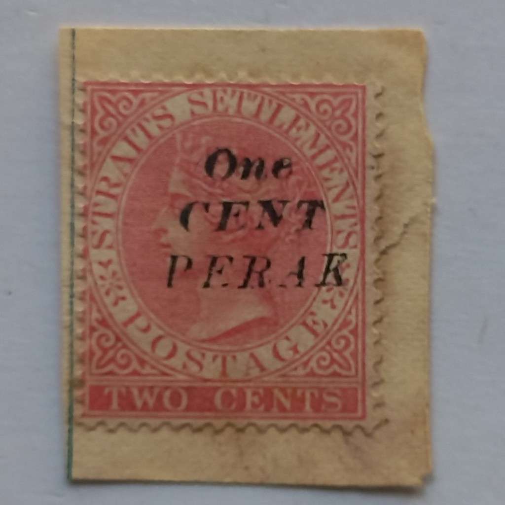 Perak - 1887 Straits Settlement surcharged on 2c Red - Single on Paper