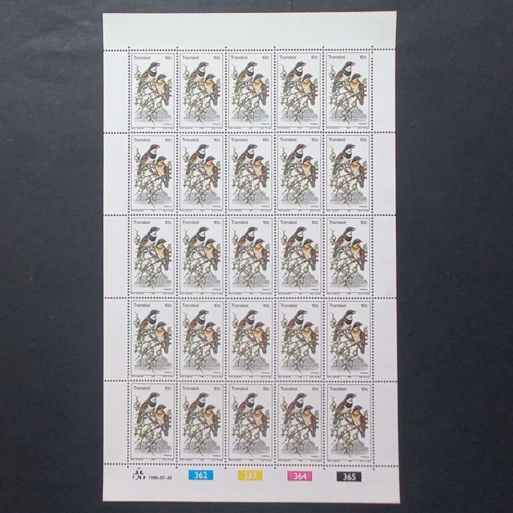 Transkei - 1980 Birds - Full Set of Full Sheets of 25 - Unused