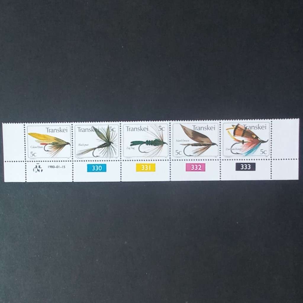 Transkei - 1980 Fishing Flies (1st Series) - Control Strip of 5 - MNH