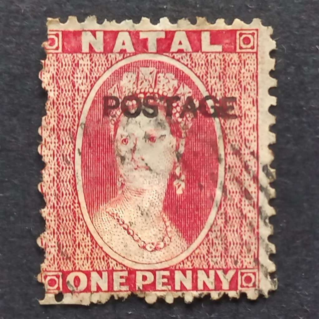 Natal - 1875 Queen Victoria optd "POSTAGE" - 1d Red - Single - Used