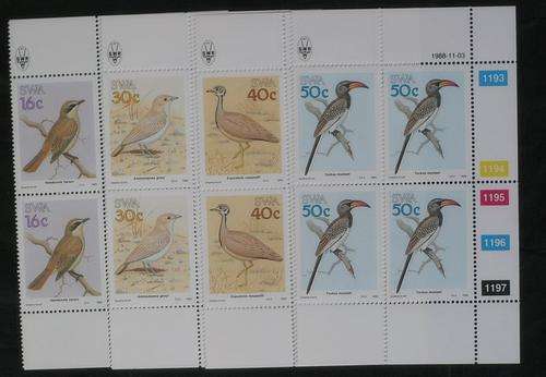 SWA 1988 BIRDS OF SWA - FULL SET OF CONTROLS - MNH