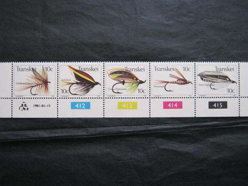 TRANSKEI - 1981 FISHING FLIES - CONTROL STRIP OF 5 - MNH