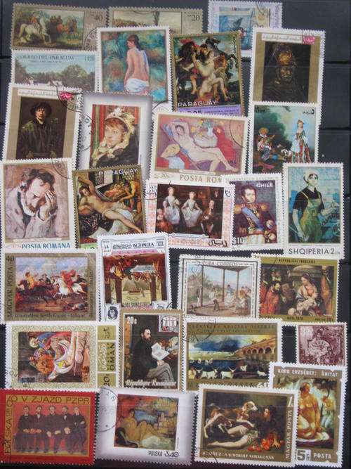 PAINTINGS - SELECTION OF 28 STAMPS AS PER SCAN