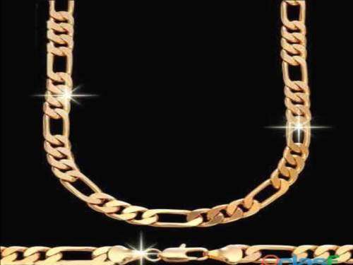 POPULAR 7.25MM GOLD FUSION FIGARO NECKLACE CHAIN(NOT PLATED OR FILLED)