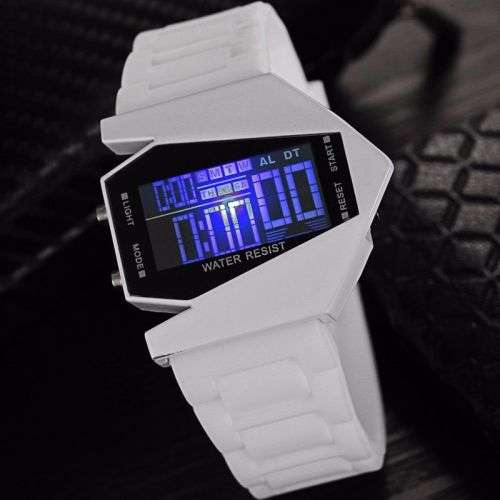 Airplane Aviator LED Sport Watch - White