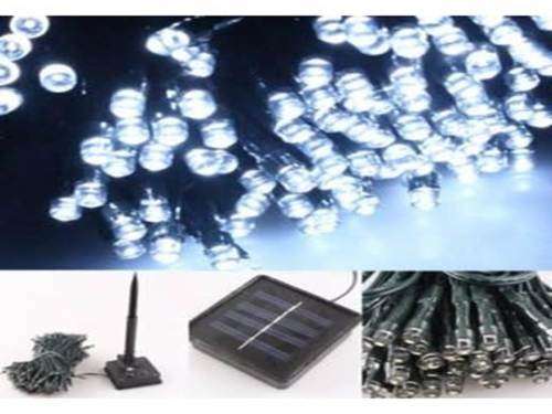 SOLAR 10M X 100L WHITE FAIRY LIGHTS FOR OUTSIDE WITH PANEL