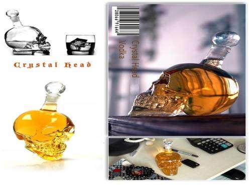 CRYSTAL SKULL HEAD DECANTER BOTTLE