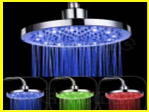 8" temperature sensitive s/steel round shower head RGB LED LIGHT