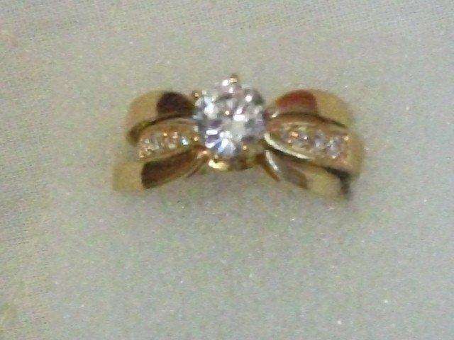 SALE PRICE!!! GOLD FUSION DESIGNER 3 PIECE RING WITH SIMULATED DIAMANTE SIZE 7,8,9