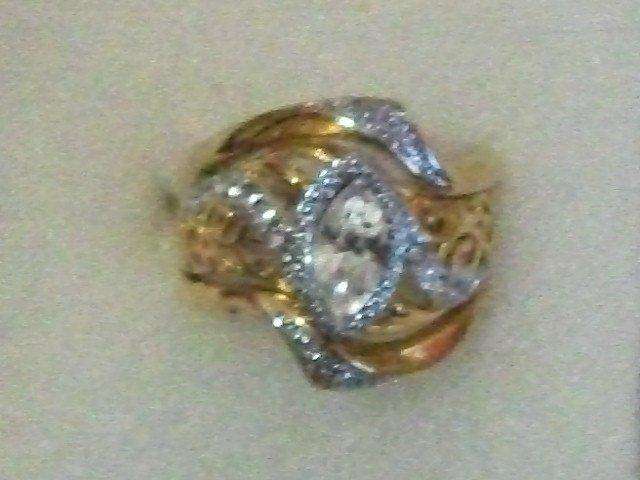 GOLD FUSION DESIGNER 3 PIECE RING WITH SIM DIAMANTE ADDED SIZE 18