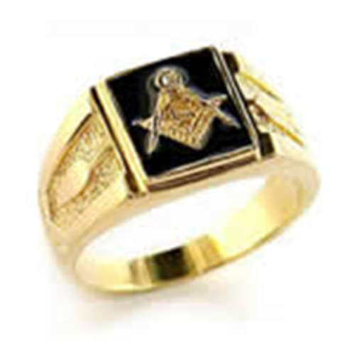 MASONIC UNISEX FREEMASON RING WITH CZ DIAM OF .35 CARATS GOLD  SIZE 9