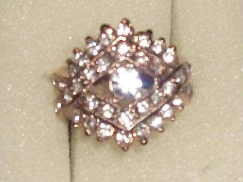 GOLD FUSION DESIGNER RING WITH SIMULATED DIAMANTE ADDED IN A STUNNING SETTING SIZE 18 & 19
