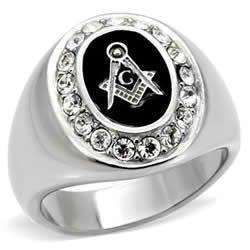 FREEMASON STAINLESS STEEL RING WITH STUNNING GENUINE ONYX ADDED IN A STUNNING SETTING SIZE 13