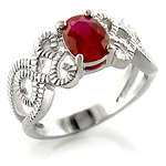 IMPORTED DESIGNER CZ RODIUM ELECTROPLATED RING WITH RUBY SIZE 6 &10