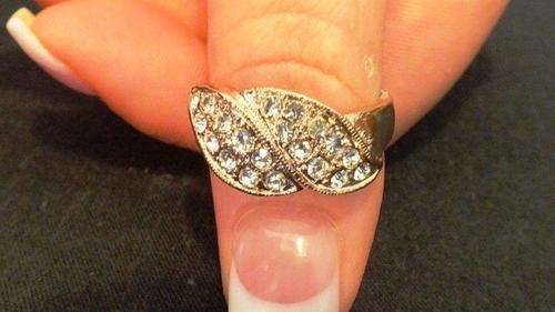 STUNNING ITALIAN DESIGNER GOLD FILLED RING WITH CZ DIAMOND SIZE 19