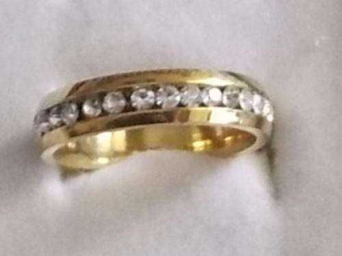 ITALIAN DESIGNER GOLD FUSION  RING WITH CZ DIAM SIZE 19 , 20 ,21Free import NOT FILLED OR PLATED