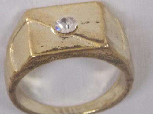 MENS RING GOLD  WITH STUNNING SIMULATED DIAMONDS SIZE 17 & 21