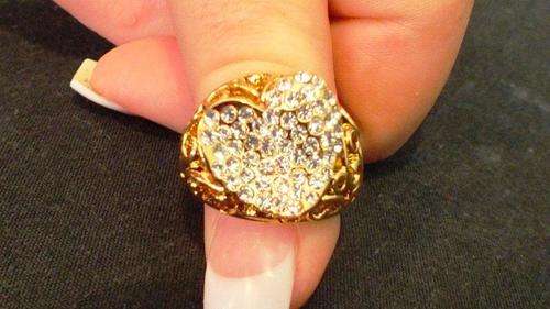 STUNNING ITALIAN DESIGNER GOLD FUSION  RING WITH CZ DIAMONDS SIZE 8
