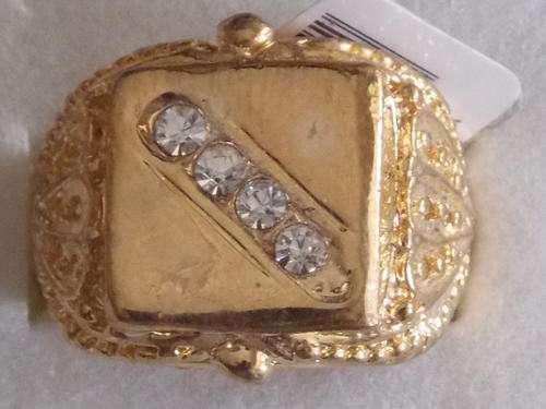 GOLD FILLED MENS RING WITH SIM DIAMONDS SIZE 18 super special!!!!!!!