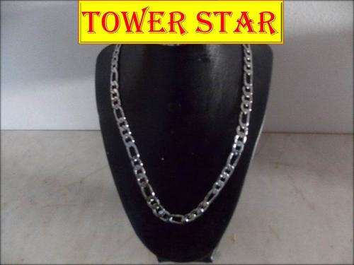 8MM WIDE SILVER FIGARO FILLED NECKLACE CHAIN