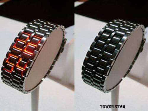 COOL!! RARE SUPER FASHION STYLE LED METAL FACELESS WATCHES