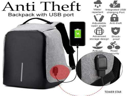 ANTI THEFT BACK PACK WITH USB PORT FOR LAPTOPS