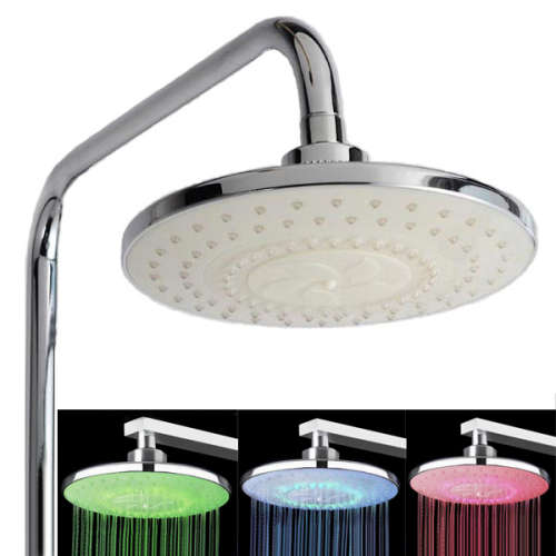 200mm Temperature Sensitive Stainless Steel RGB Shower Head