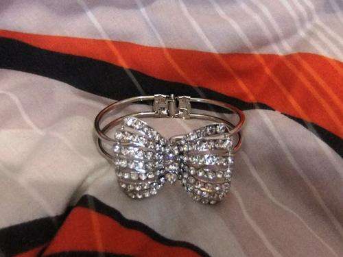 SILVER COATED AND DIAMANTE BRACELET