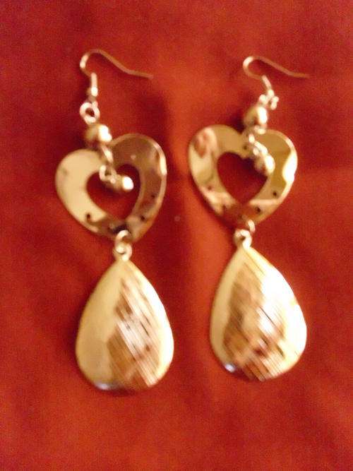 FASHION JEWELLERY SILVER HART AND SPOON EARRINGS