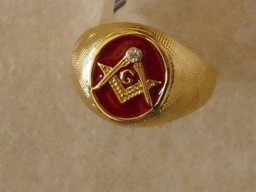 FREEMASON MASONIC MEN'S RING NEW RED INSIGNIA SIZE 12