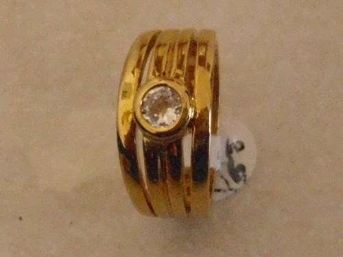 EXCLUSIVE DESIGNER LOOK LIKE 3 PIECE RING GOLD FUSION SIZE 21