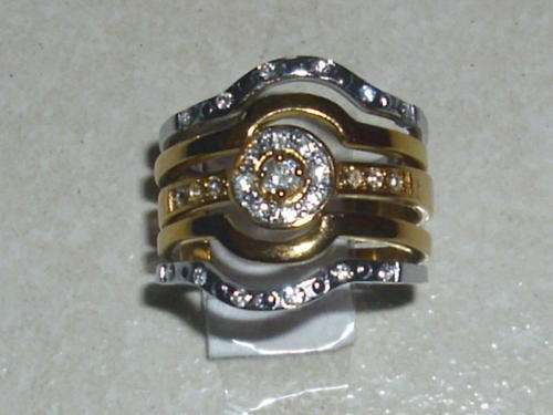 DESIGNER TYPE GOLD FUSION 5 PIECE RING SIZE 20 WITH PLENTY CZ DIAMONDS ADDED